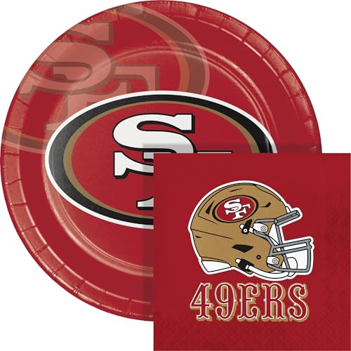 Trendware San Francisco 49ers Paper Plate and Napkin Party Kit 72 ct Officially Licensed