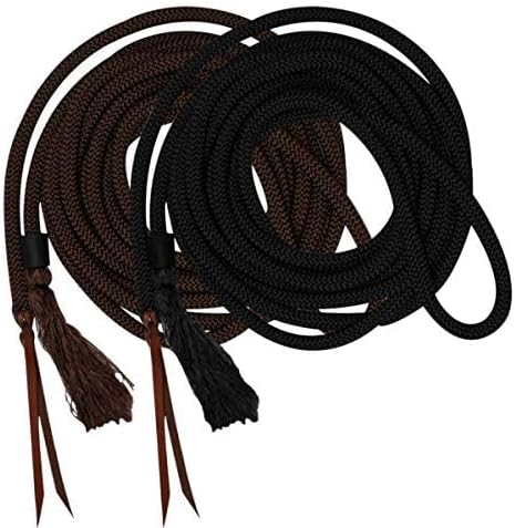 Showman 23' Round Braided Nylon Mecate Reins w/Leather Ends