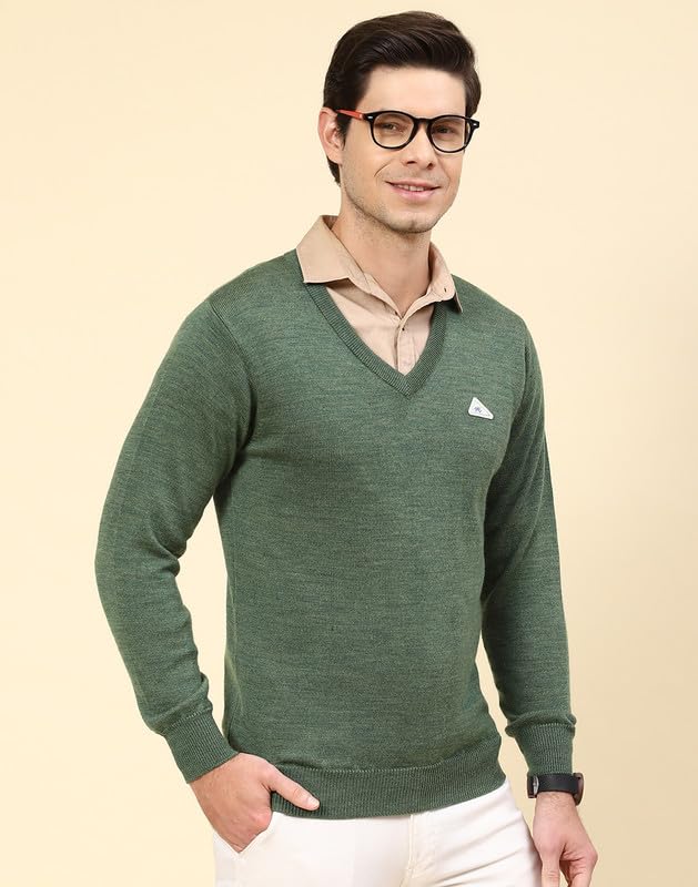 Image of Monte Carlo Shell Solid V Neck Pullover | Warm Woolen Pullover for Men | Soft Comfortable Knitted Winter Wear Sweater for Men's