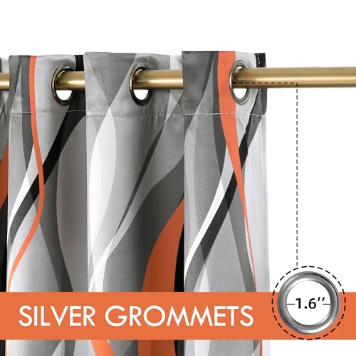 Weesire Modern Striped Decorative 50% Light Blocking Darkening Grommet Curtains for Living Room, Bedroom - 2 Panels Set, 52x96 Inches - Gray and Orange by weesire - Image 7