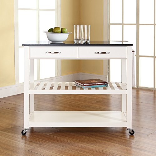 Crosley Furniture Portable Kitchen Cart With Solid Black Granite Top - White #TOP4