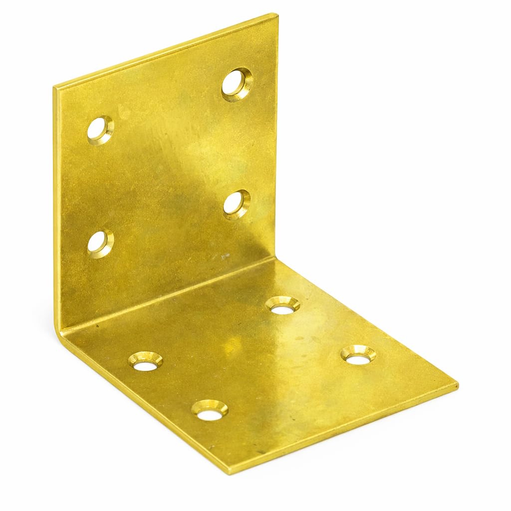 60mm x 60mm x 60mm (Pack of 10) KS3 Yellow Galvanised Steel Wide Angle Bracket L-Shape Corner Connector Plate 2mm Thick for Wood Furniture Assembly Timber - K08F