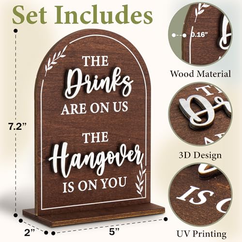 Woodamore Wood Wedding Bar Sign With Stand - Rustic Table Sign For Wedding Decor, Wooden Wedding Signs For Reception