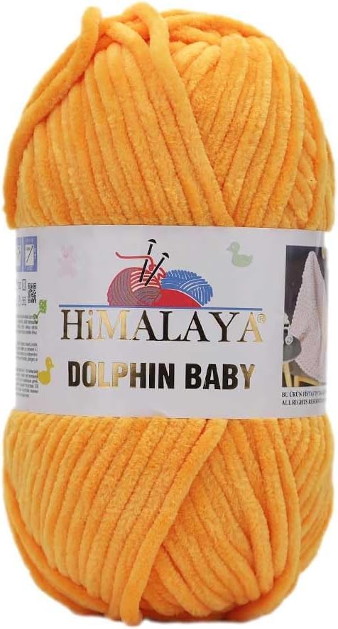 Himalaya Dolphin Baby Yarn Each Skein 100gr 120m Super Bulky Yarn for Knitting&Crocheting Ideal for Cardigans Shawls Blankets Hats and Home Textiles (1, 80368 Shine Orange) — image 1