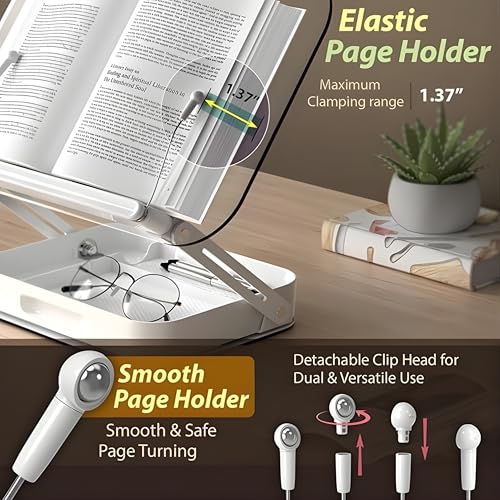 Image of Sunchhaya Acrylic Book Stand for Reading, Writing, Painting and Used As Laptop Stand for Desk, 360 Degree Rotatable Acrylic Book Reading Stand Adjustable Height-Angle (R22H)