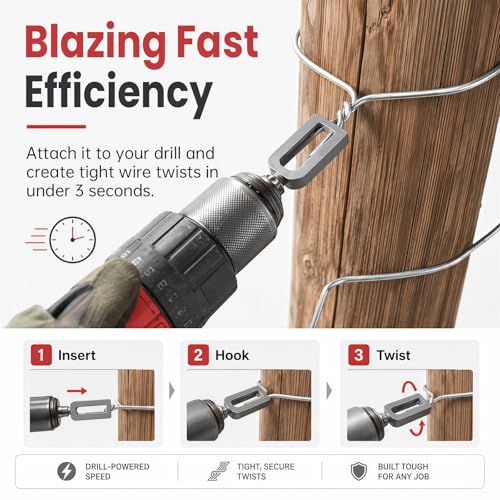 Image of DIANZHU Electric Drill Wire Twisting Tool, Heavy Duty Wire Twister for Drill with 1 /4 inch Hex Shank, Professional Wire Twisting Tool for Fencing, Rebar Tying, and Construction, Alloy Steel (2pcs)