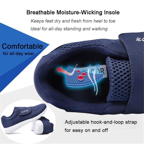 Image of LEADER SHOW Men's Casual Comfort Walking Shoes Ultralight Flats Non-Slip Hook & Loop Fashion Sneakers