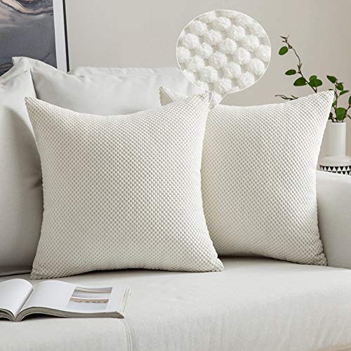 MIULEE 2 Piezas Fundas de Cojines Diseño Granulado Fundas de Almohada con Cremallera Invisible Protectores Poliéster Modernos Decorativa para Cama Sofa Dormitorio 40 x 40cm Blanco