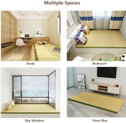 Foldable Coconut Coir Floor Mattress, Japanese Futon Sleeping Pad with Rattan Surface for Bedroom, Guest Room, Dorm, Living Room - 35.4" x 78.7"