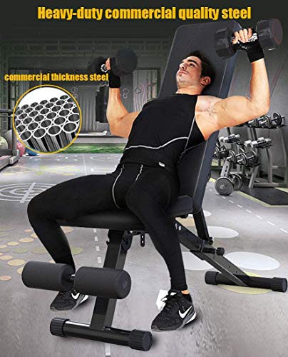 Weight Bench Adjustable, Strength Training Bench for Full Body Workout with Fast Folding- Black(Ships from US)