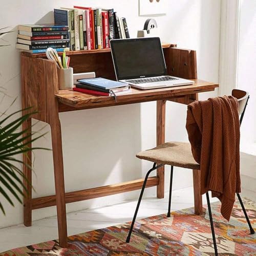 Image of sheesham Wood Study Table | Office Desk Table | Study Table for Home Office | desks for Work from Home Office | Writing Desk | Brown Finish