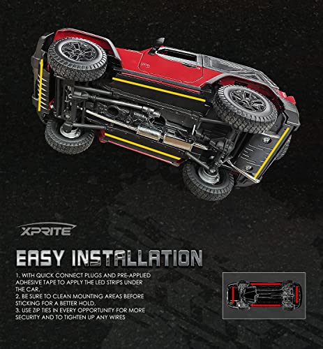 Xprite UGL-62709-G2-FBA Car Underglow Neon Accent Strip Lights, 4Pcs Rgb 252 Leds Underglow Kit With Sound Active Function Music Mode & Wireless Remote, Exterior Car Lights Underbody Lighting thumb #4