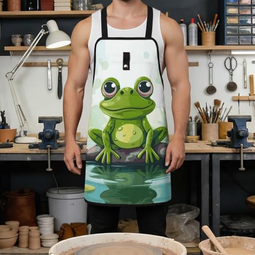 Delantal de trabajo con diseño de rana y bolsillos miniatura 4