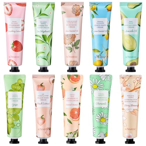 10 Pack Hand Cream for Dry Cracked Hands Travel Size Moisturizing Mini Hand Lotion Gifts for Women with Natural Fragrance - Christmas Gifts Thanksgiving Gifts Teacher Appreciation Gifts Party Favors