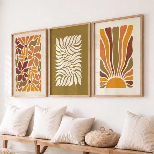 Image of kotart Boho Painting Wall Art Home Decoration Paintings With Frame For Living Room Bed Room Hotel Wall Decor Digital Reprint Set of 3 (10X13 inch)