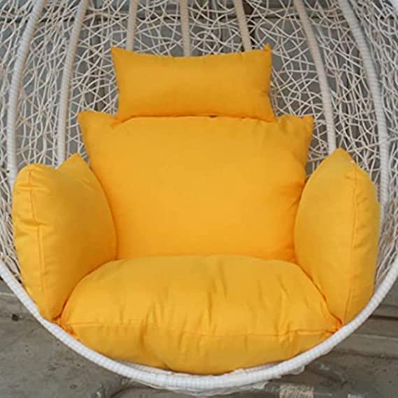 ANAND INDIA GROUPS Polyester Designer Cushion for Hanging Basket Swing Chair for Outdoor Egg Swing Chair/Garden Swing, Seat Padded Pillow Cushion (Yellow)-image-3