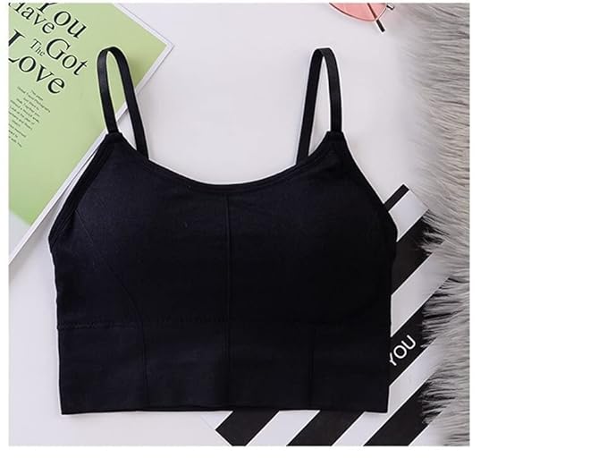 PANTIGUD Women Cotton Padded Wire Free Sports Bra Fitness Yoga Free Size (Pack of 3), Size (28-32).