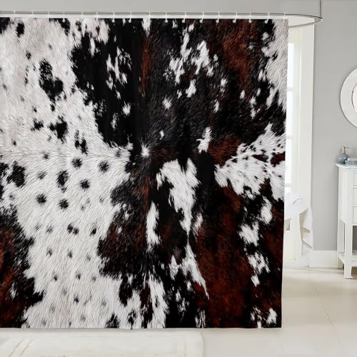 Feelyou Brown Cow Print Shower Curtains Waterproof Fabric 72"x72"