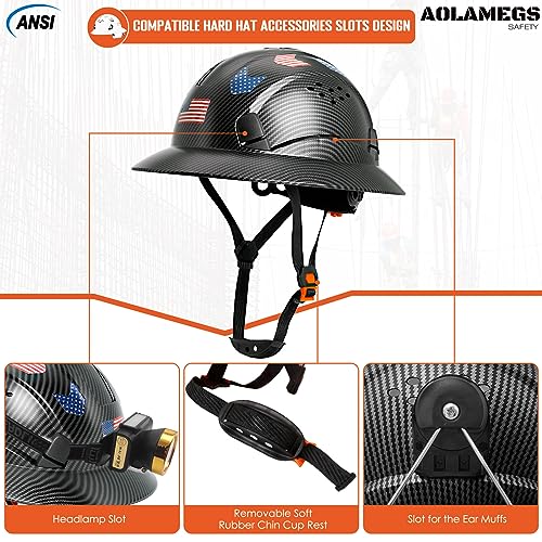 Aolamegs Safe SF-16A Matte Black Carbon Fiber Pattern Full Brim Hard Hat thumb #4
