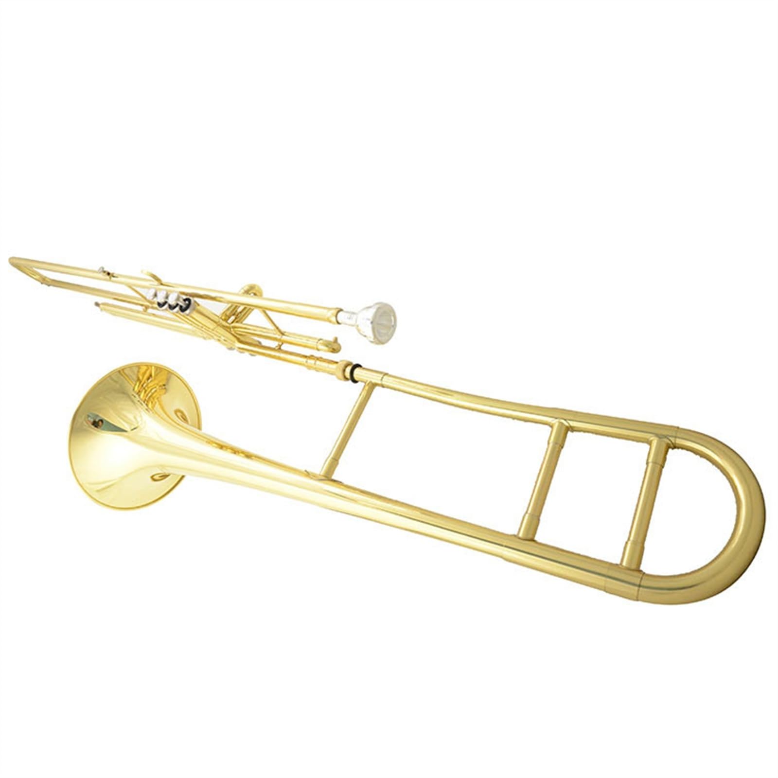Trombone Ténor Si Bémol En Laiton Laqué Or Trombone À Piston À Trois Touches Avec Boîte De Rangement Et Accessoires Kit de Trombone