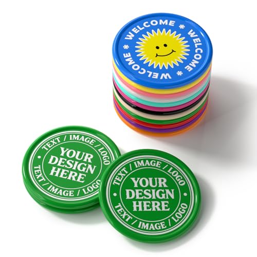 Zoragarria 200-1000 Custom Plastic Chips,Personalized Design of Logo, Image, Text Printed on Coins, Good for Drink Tokens, Poker Games, Bar, Business Cards and Party (Green)