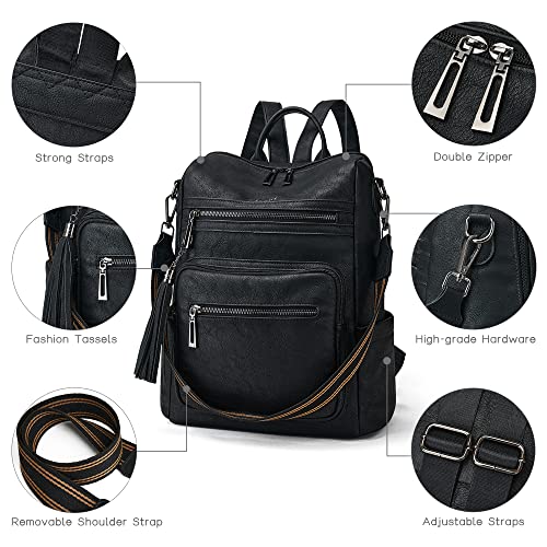 Image of Shrrie Vegan Leather Backpack Purse for Women with Adjustable Shoulder Bag
