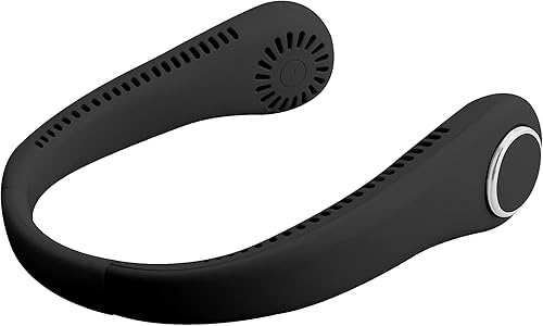 Bladeless Neck Fan with Neckband - Lightweight Small Fan - Portable Mini USB Fan - Rechargeable Personal Fan (Black)