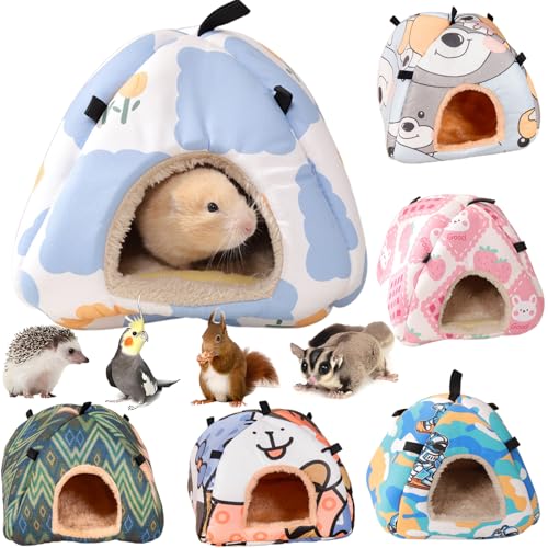 ハムスター ハンモック 吊り下げ式 ハムスター用ハンモック ペットベッドケージ 居心地の良い 洞窟型 暖かいコットン製 冬の保温対策 デグー マウスハンモック マウス ラット 鳥 オウム用 小動物用 ペット用品 (ホワイト,S)