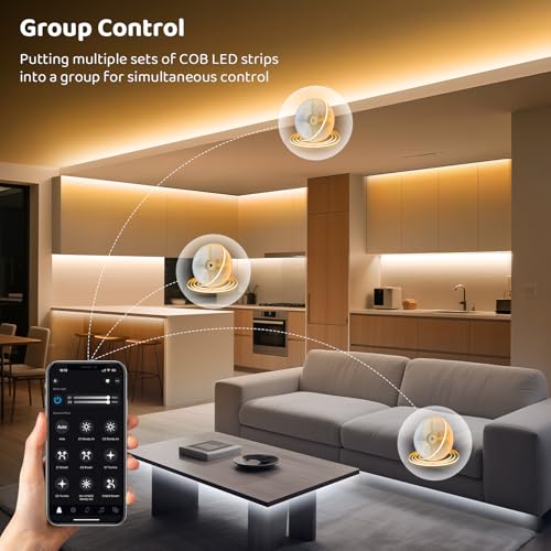 Tira LED COB 10m 2700K-6500K con control remoto y app miniatura 6
