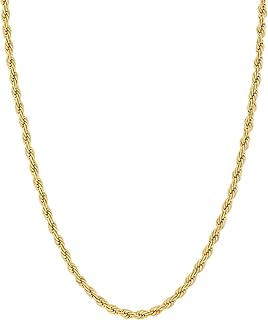 Solid 14K Yellow Gold Rope Chain Necklace