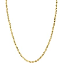 Solid 14K Yellow Gold 1.6/2.1/2.6/3.1mm Rope Chain Necklace for Men and Women, Lobster Claw Clasp, Jewelry Gift, 16-30 inch