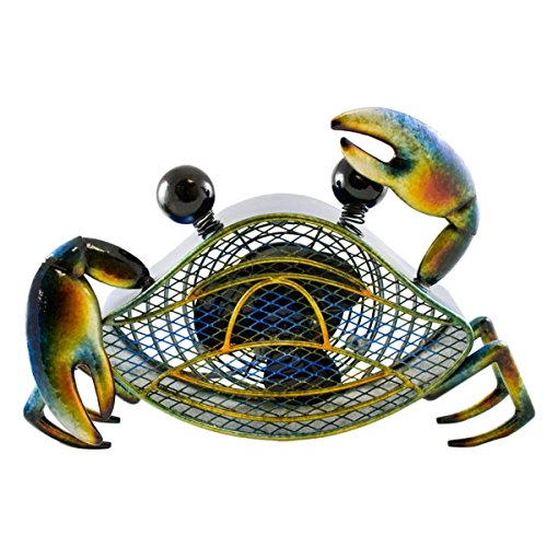 Deco Breeze DecoBreeze DBF0396 Animals/Insects Figurine Fan from Blue Crab Collection in Multi Finish, 4 Inch