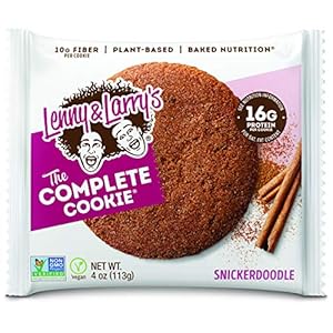 Lenny & Larry’s The Complete Cookie, Snickerdoodle, Soft Baked, 16g Plant Protein, Vegan, Non-GMO, 4 Ounce Cookie (Pack of 6)