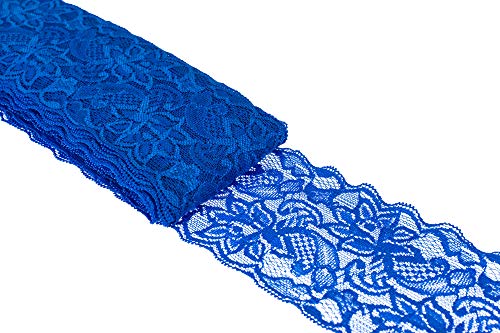 Atrbb 10 Yards 3 Inch Wide Elastic Lace Trim Floral Pattern Lace Ribbon For Garment,Crafts And Gift Wrapping (Royal Blue) #TOP10