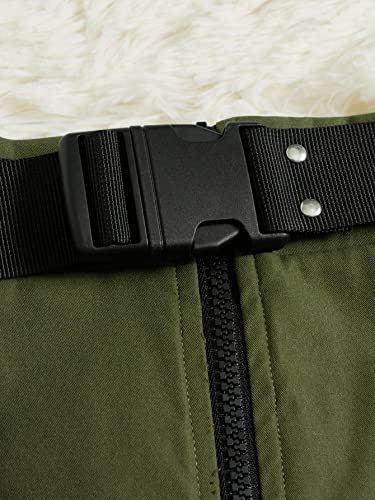 Verdusa Girl's Zipper Front High Waist Belted Short Cargo Skirt With Pocket Army Green 10Y #TOP2