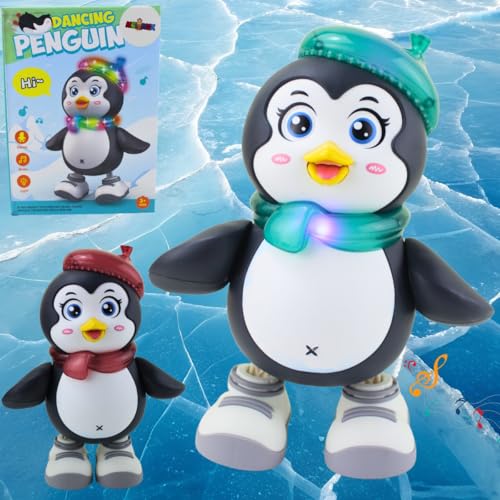 Pinguim Dançarino com Música, Luz LED e Movimento, Brinquedo Interativo para Crianças Acima de 3 Anos, 20 cm, Cores Sortidas