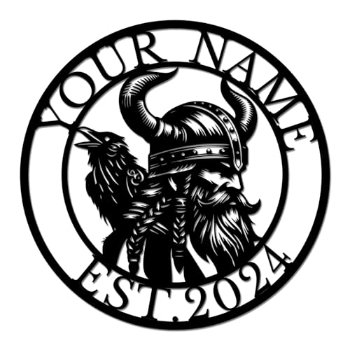 Personalized Viking Metal Sign, Custom Norse Name Wall Art, Viking Home Decor, Nordic Mythology Gift for Men, Rustic Man Cave Plaque (Style-5)