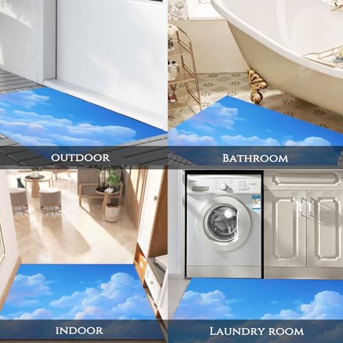 Tapis de cuisine lavable grand format bleu clair paysage - 8