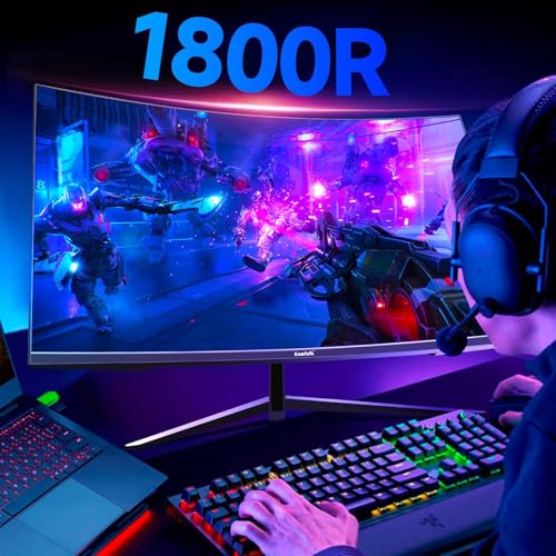 Image of Gawfolk 32 Inch Curved Gaming Monitor 240Hz, 1800R PC Monitor Full HD 1080P, Frameless Computer Dispaly with Freesync and Eye Care Technology, Wall Mountable