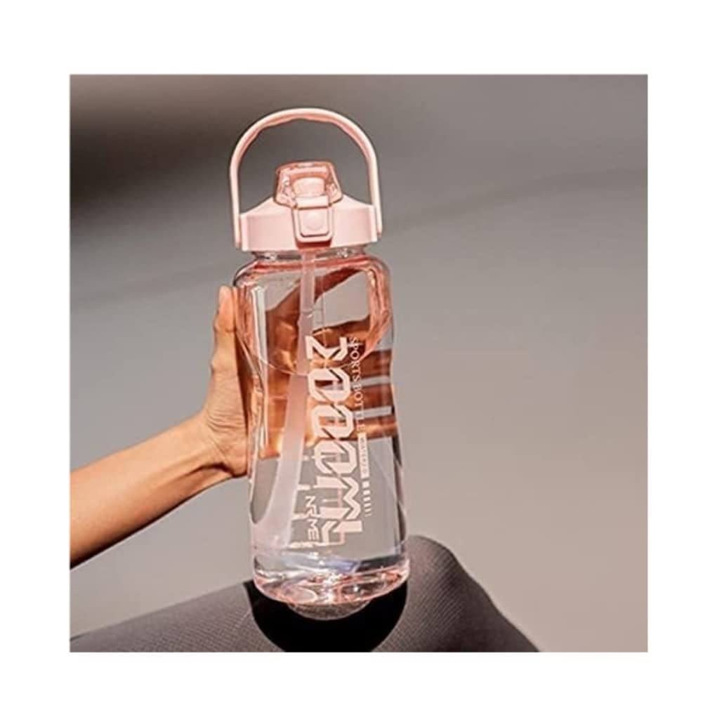 Botella de Agua Botella De Agua De Gran Capacidad 1.5L 2.0L 3.8L Con Asa Botellas De Gimnasio Al Aire Libre Fitness Sports BPA Free Jarra Linda Frasco Transparente Botella Agua ( Color : Pink 2000ml )