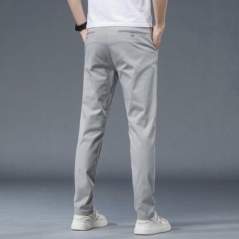 Men's Spring Summer Simple Slim Straight Elastic Trendy Breathable Casual Pants2