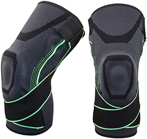 2 Pack Knee Brace,Knee Compression Sleeve Support with Patella Gel Pad & Side Spring Stabilizer,Support Women Men Knee Pads for Running,Gym,Fitness,Meniscus Tear