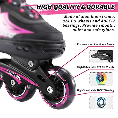 Rollingsurfer 𝑨𝒅𝒋𝒖𝒔𝒕𝒂𝒃𝒍𝒆 𝑰𝒏𝒍𝒊𝒏𝒆 𝑺𝒌𝒂𝒕𝒆𝒔 For Kids, Roller Blades With Full Light Up Wheels, Beginner Roller Skates, Outdoor Sports Inline Skates For Youth Adults Girls And Boys #TOP2