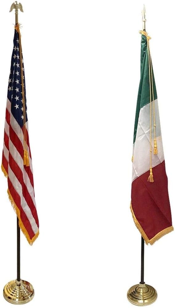 3x5' Italy Indoor Flag Set with 3x5' United States Indoor Flag Set - Complete Set for Display!