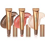 3 Pcs Liquid Contour Beauty Wand Set, Contour & Blush & Highlighter Stick with Cushion Applicator，