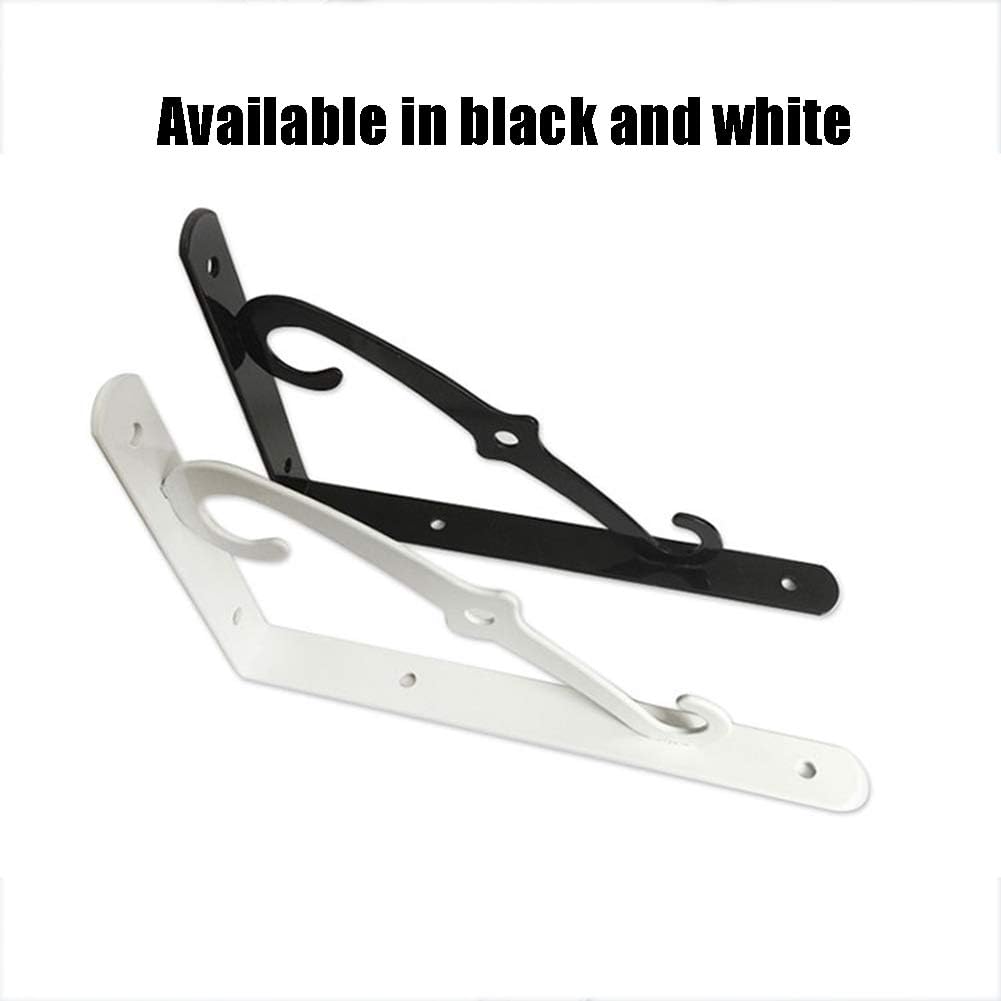 2 Cast Iron Heavy Duty Shelf Brackets - Rustproof Sturdy 90° Right Angle Wall HangingBoard Hangers Black Elegant Decorative Corner Brace Joint Angle Bracket