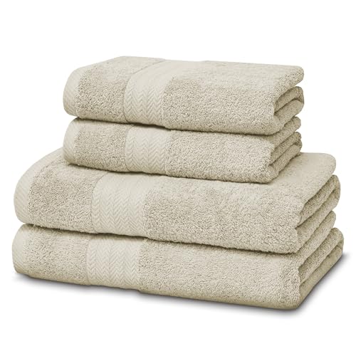 Victorio Lucchino Juego De Toallas 100 Algodón - 2 Toallas Baño Ducha 70x140cm 2 Toallas Lavabo 50x100cm - Color Beige