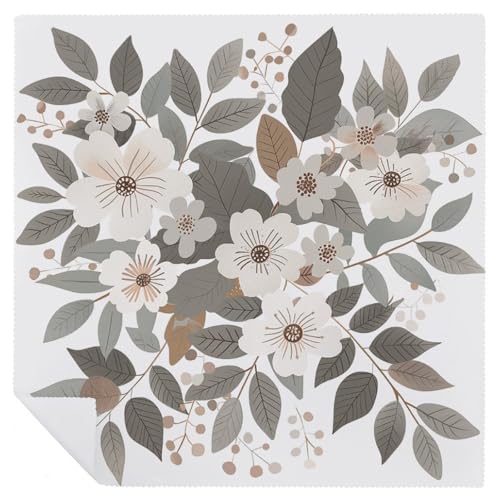 Servilletas de tela con flores pastel grises 18x18 pulg set x4 miniatura 6
