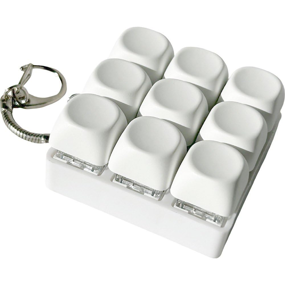 Luxylei White Keyboard Fidget Toy, 9 Keys Fidget Keyboard Keychain Keyboard Clicker Fidget Toy Stress Relief Keyboard Fidget Clicker For Adults Kids