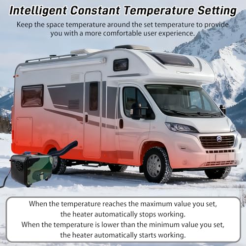 Image of 8KW Diesel Heater, 12V /24V All-in-One Parking Heater, Diesel Air Heater with LCD Screen, Bluetooth APP, Heat-Resistant Protective Sleev and 1.2 Gal Fuel Tank for RVs, Campers and Trucks